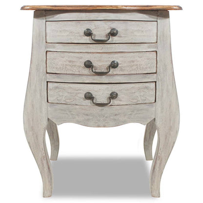 Mesita De Noche De Madera Maciza De Caoba 48x35x64 Cm_0