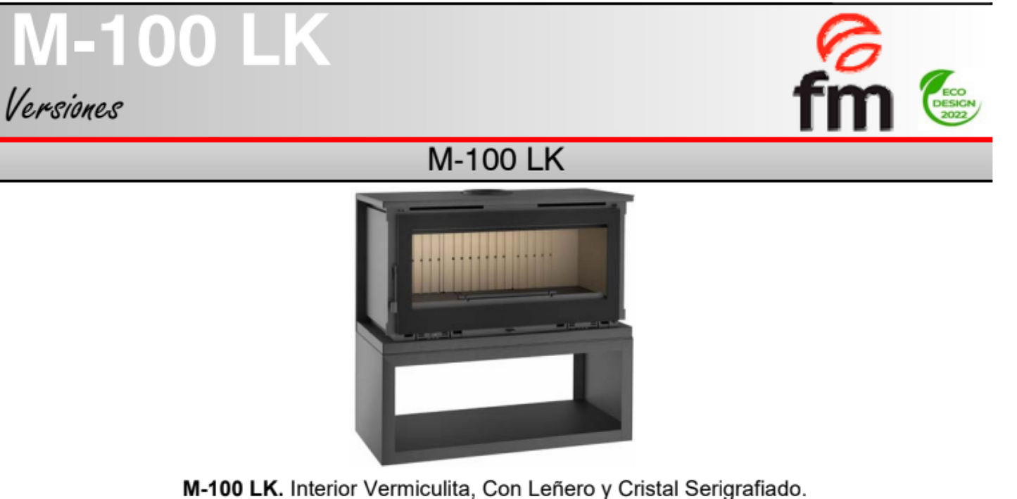 BRICOSOL Estufa de leña frontal con leñero sin turbinas FM Modelo M-100 LK_2