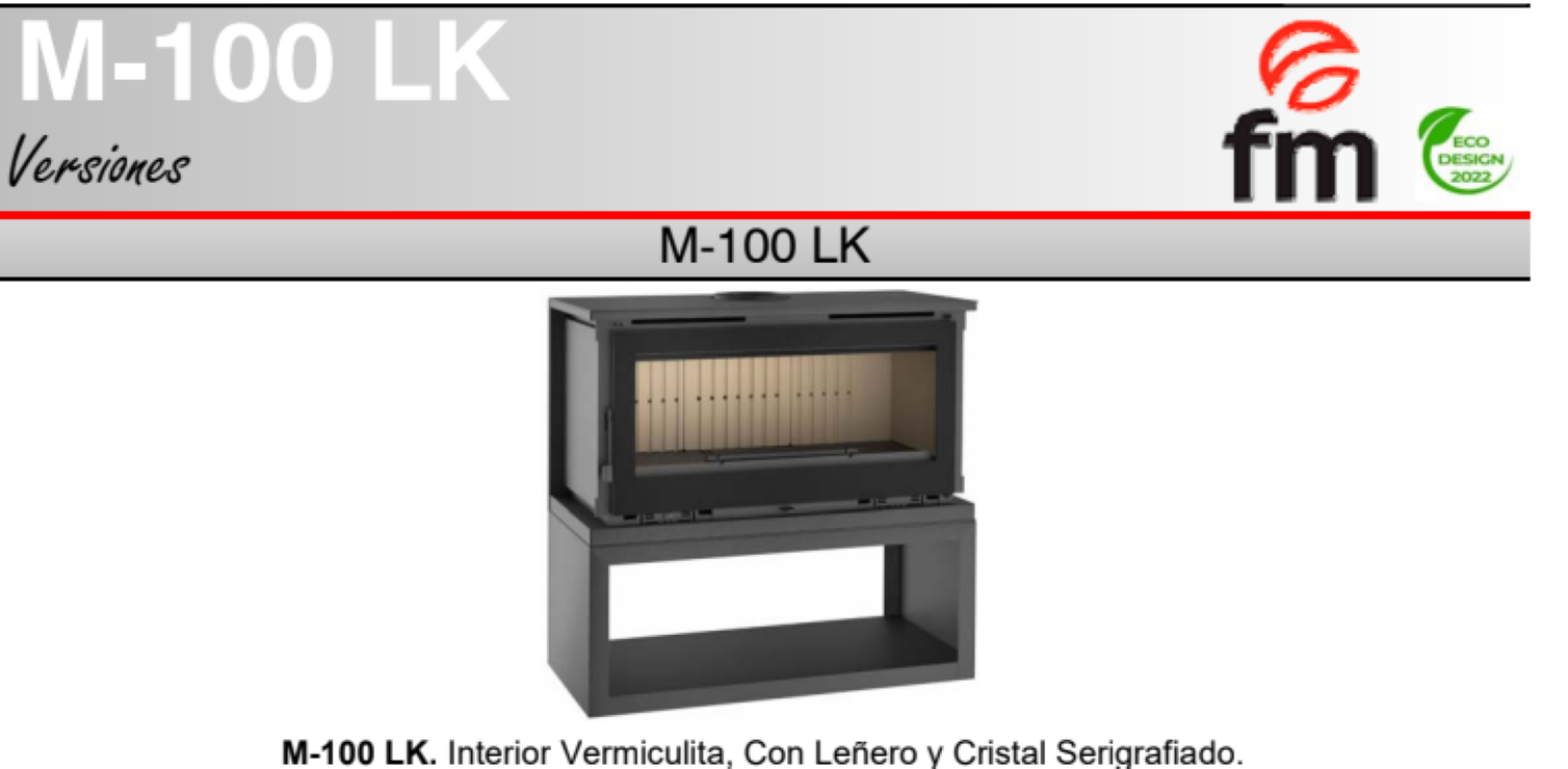 BRICOSOL Estufa de leña frontal con leñero sin turbinas FM Modelo M-100 LK_2