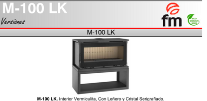 BRICOSOL Estufa de leña frontal con leñero sin turbinas FM Modelo M-100 LK_2