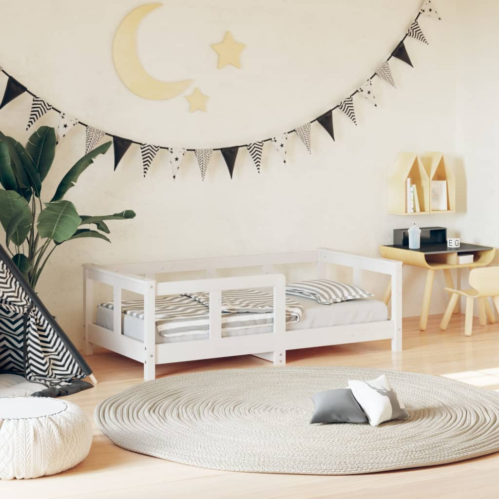 Vidaxl Estructura De Cama Para Niños Madera De Pino Blanco 70x140 Cm_1