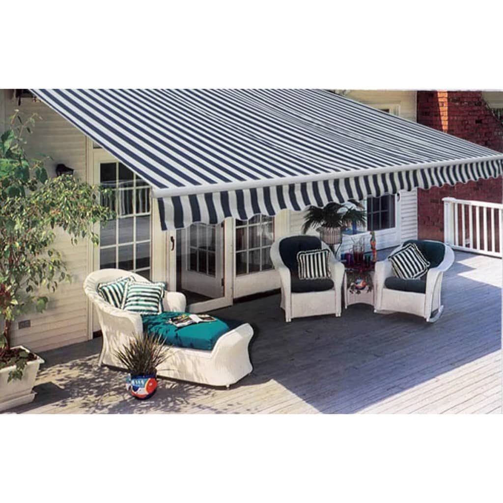 Toldo Plegable De Operación Manual 300 Cm Azul Y Blanco_1