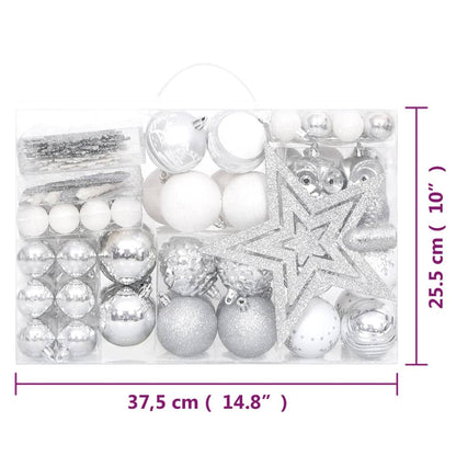 Vidaxl Juego De Adornos De Navidad De 108 Piezas Plateado Y Blanco_2