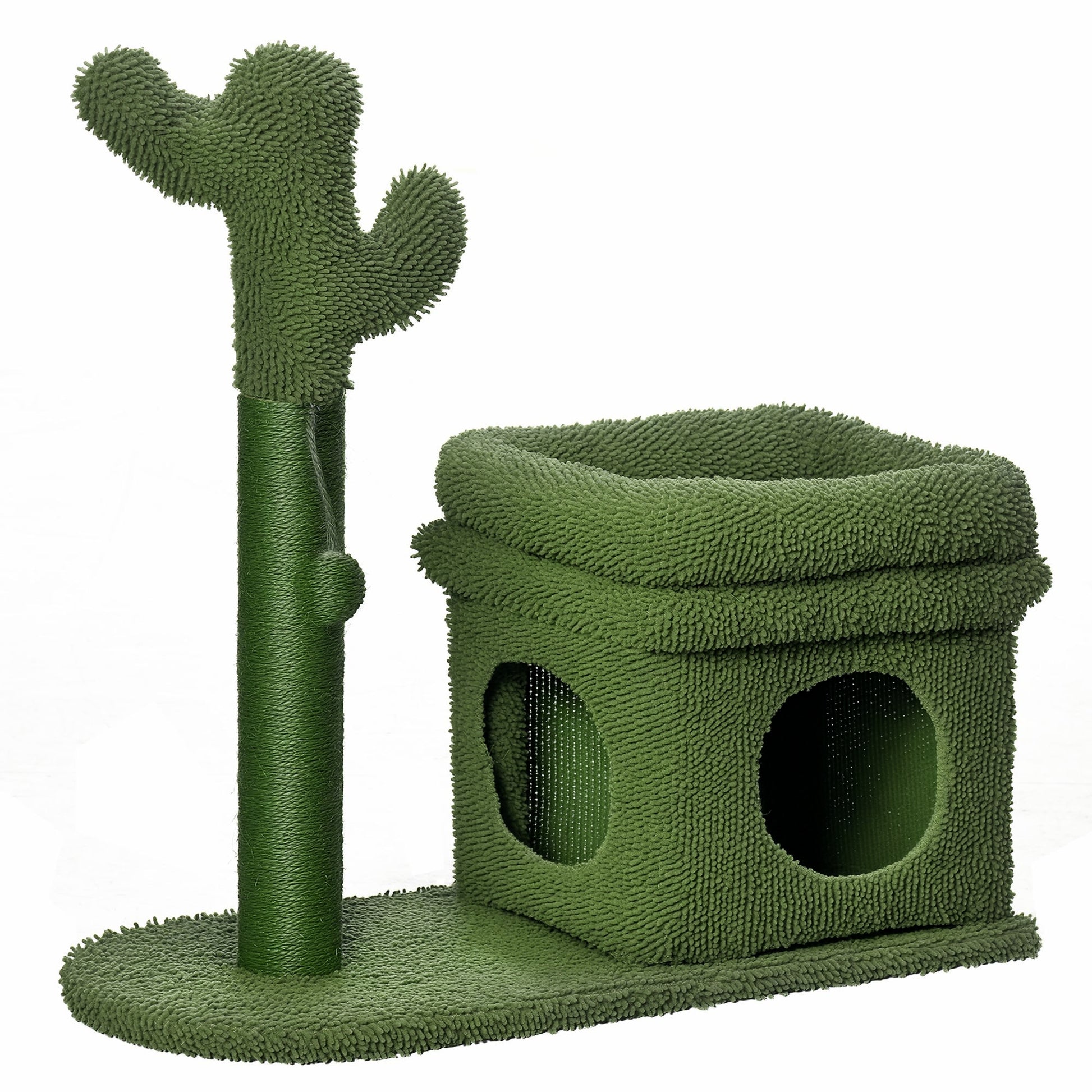 Pawhut Árbol Rascador De Cactus Para Gatos Altura Con Cama Caseta Poste Bola_0