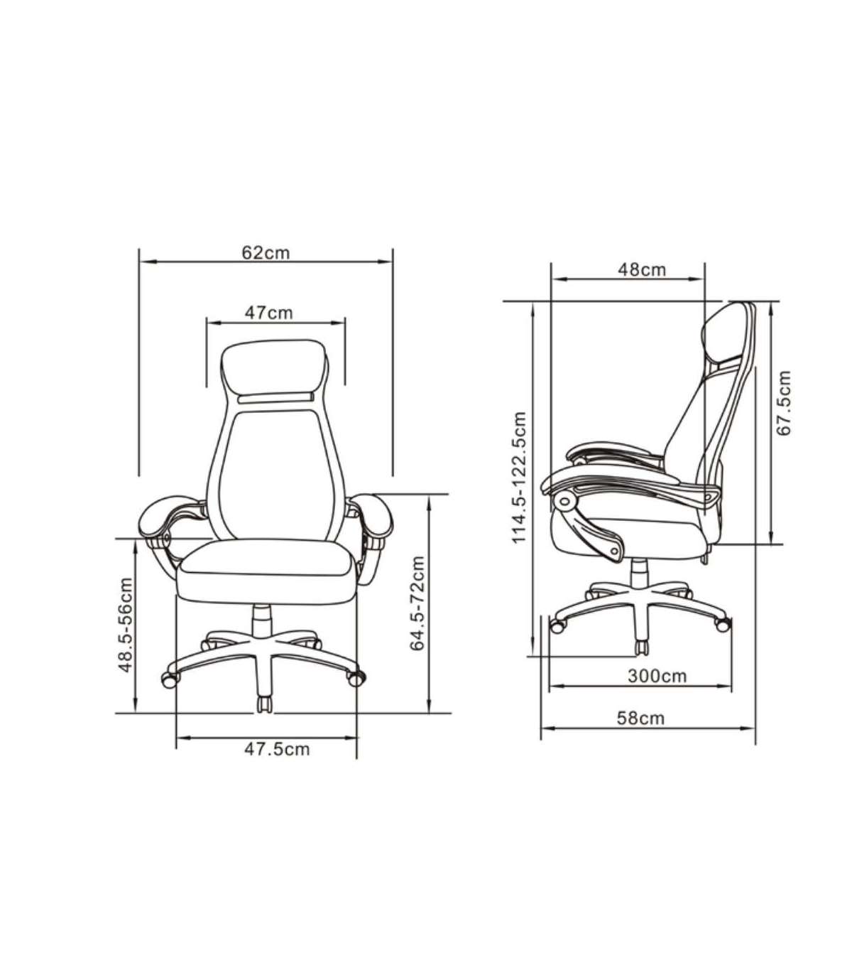 Silla De Oficina Erika En Negro. Alto: 114,5-122,5, Ancho: 62, Fondo: 58._4