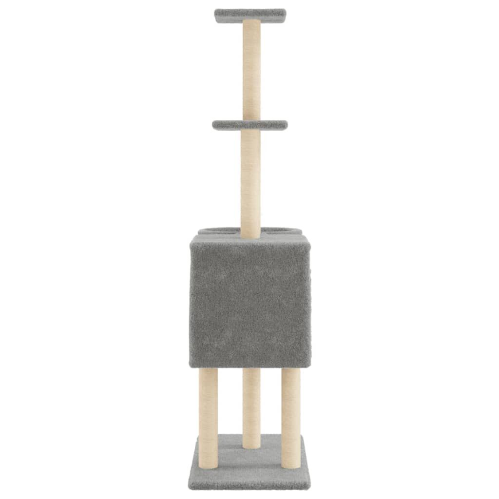 Vidaxl Rascador Para Gatos Con Postes De Sisal Gris Claro 145 Cm_4