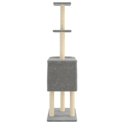 Vidaxl Rascador Para Gatos Con Postes De Sisal Gris Claro 145 Cm_4