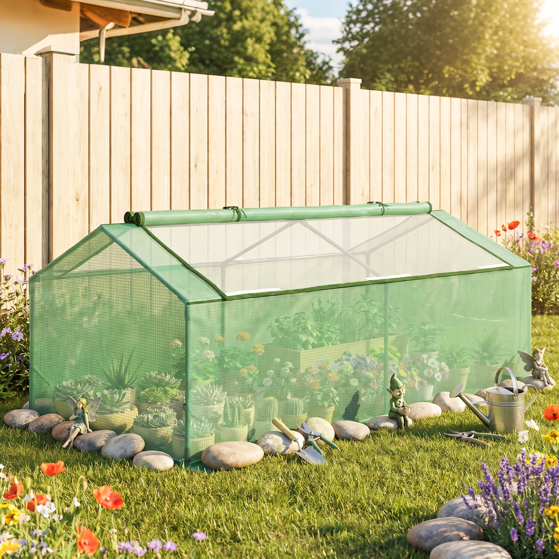 Outsunny Invernadero De Terraza 180x90x70 Cm Con 2 Ventanas Enrollables Verde_3