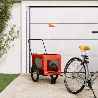 Vidaxl Remolque De Bicicleta Mascotas Hierro Tela Oxford Naranja Negro_1