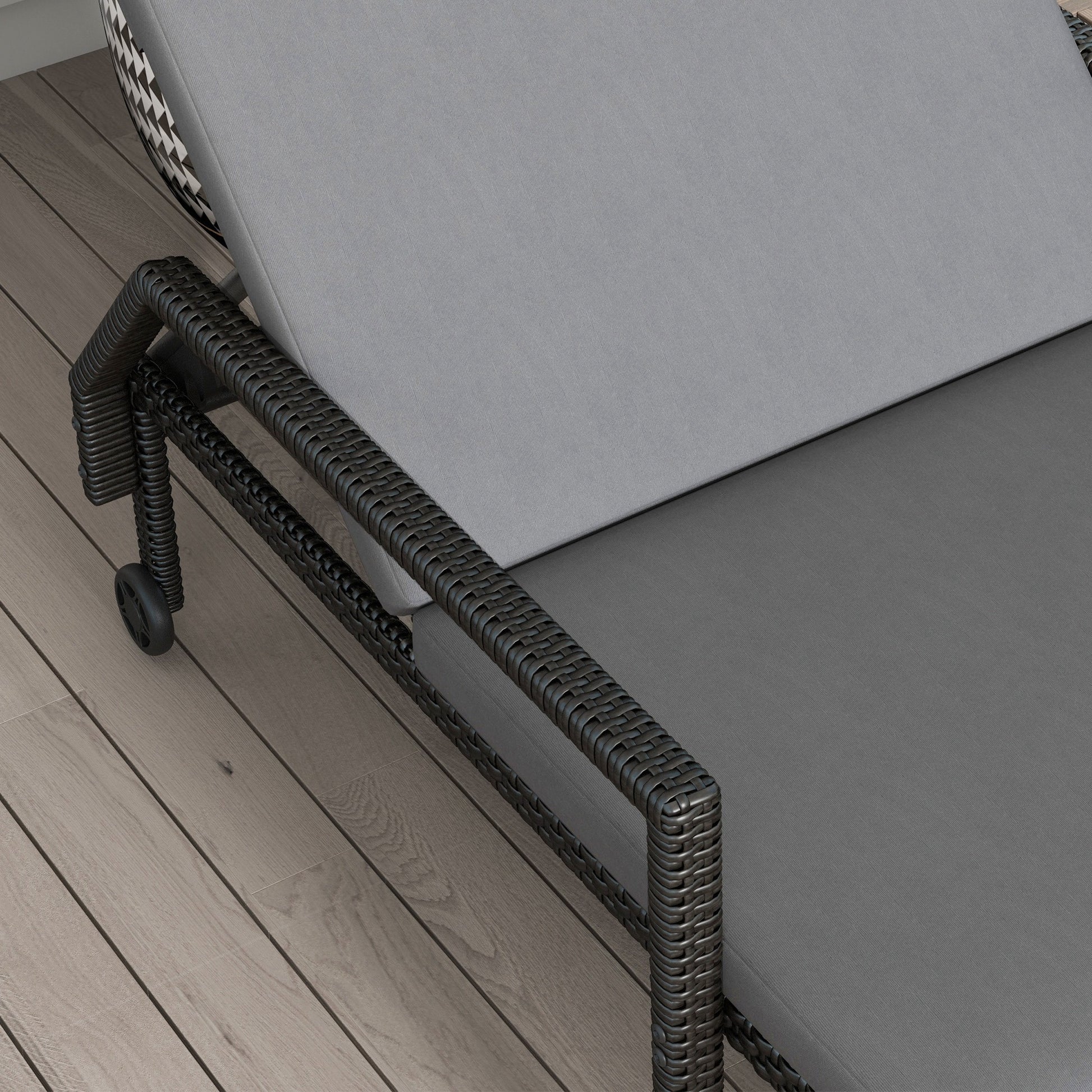 Outsunny Pack De 2 Tumbonas De Ratán Con Respaldo Ajustable 73x200x48cm Gris_3