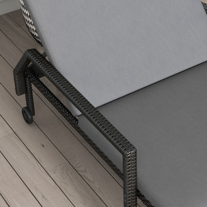 Outsunny Pack De 2 Tumbonas De Ratán Con Respaldo Ajustable 73x200x48cm Gris_3