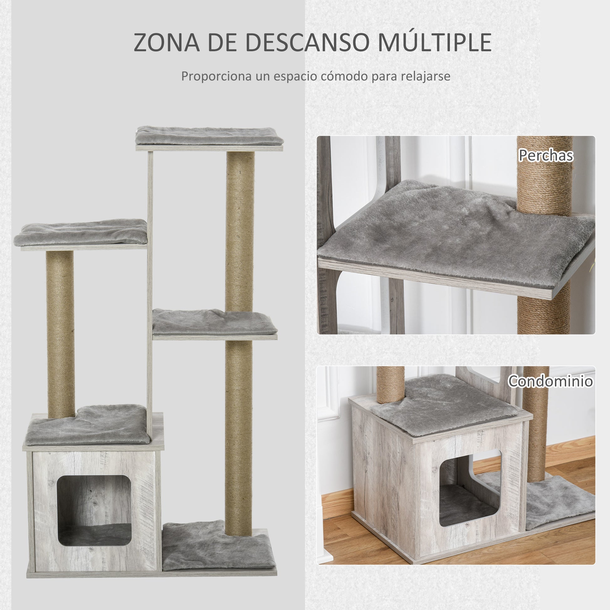 Pawhut Árbol Rascador Para Gatos 67x38_4