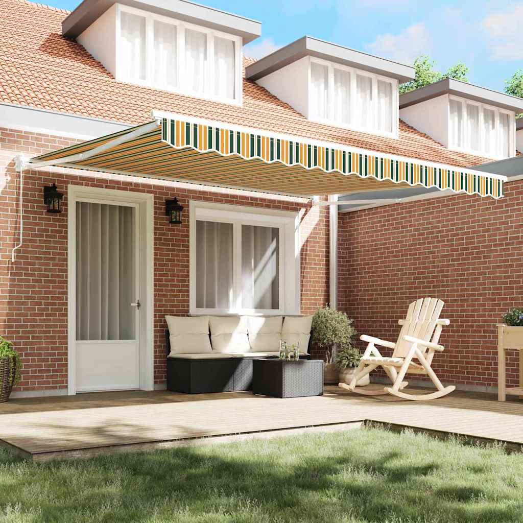 Toldo Retráctil Verde Y Blanco 400 X 350 X 165 Cm_2