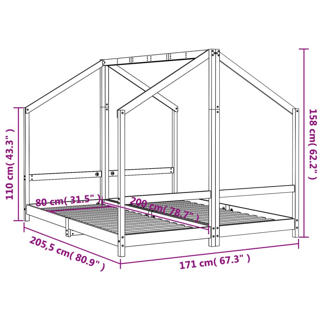 Vidaxl Estructura De Cama Para Niños Madera Pino Blanco 2x(80x200) Cm_2