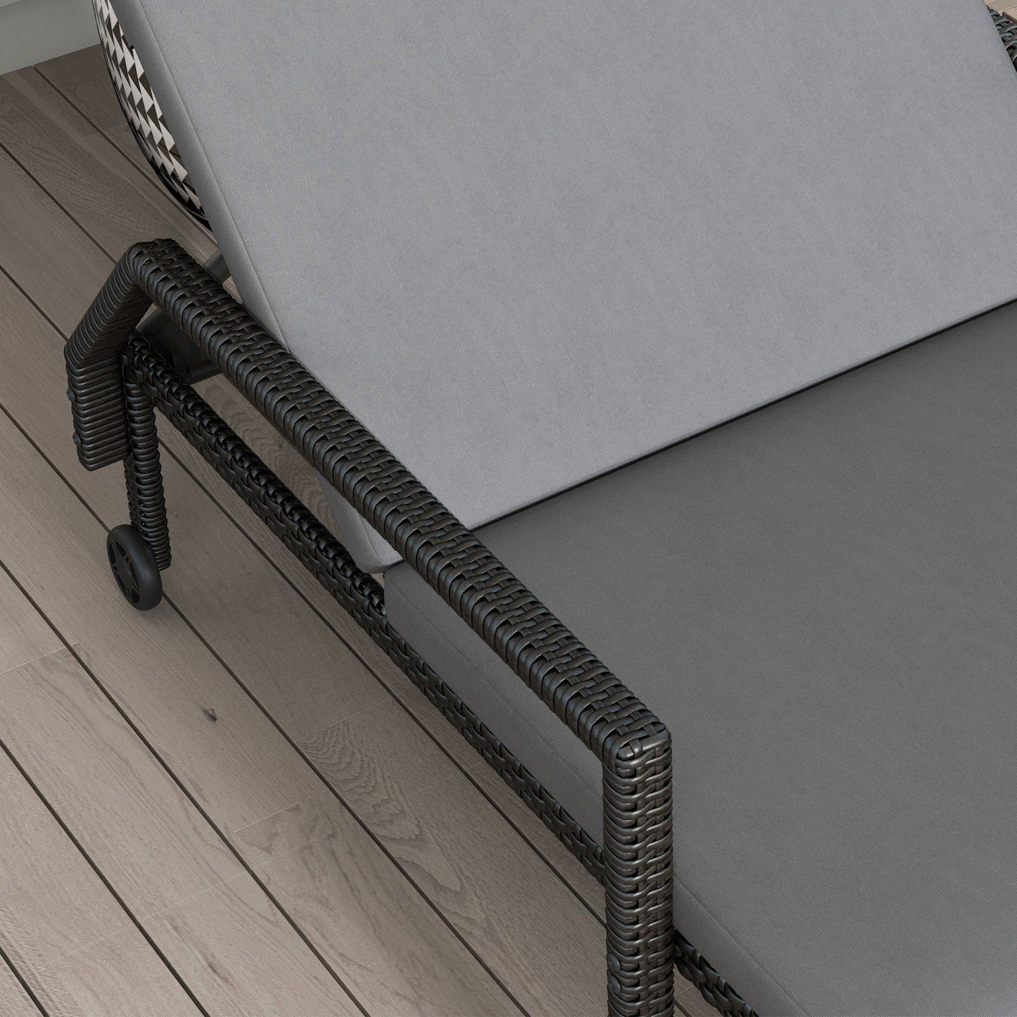 Outsunny Tumbona De Ratán Con Respaldo Ajustable 73x200x48cm Gris Claro Y Negro_3