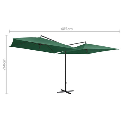 Vidaxl Sombrilla Doble De Jardín Palo De Acero Verde 250x250 Cm_2