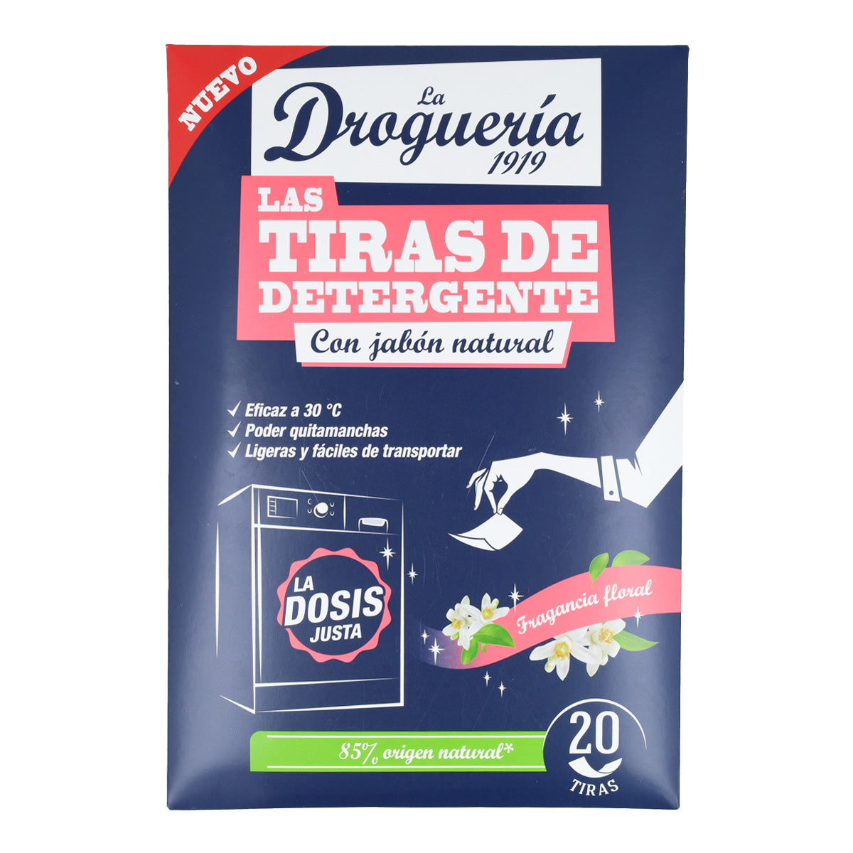 Detergente en Tiras para Lavadora Fragancia Floral LA DROGUERÍA 1919 20 Lavados