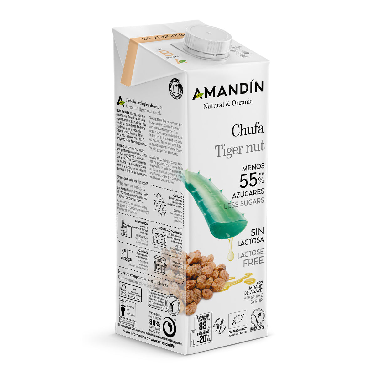 Bebida De Chufa Con Ágave Bio Amandin 1L