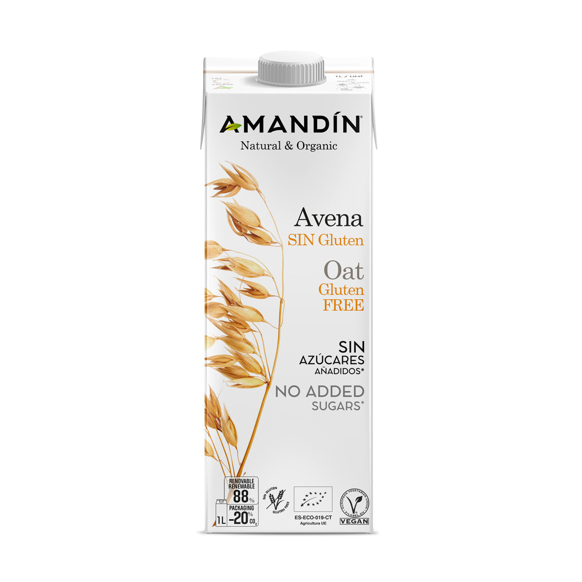 Bebida de Avena Sin Gluten Bio Amandin 1L