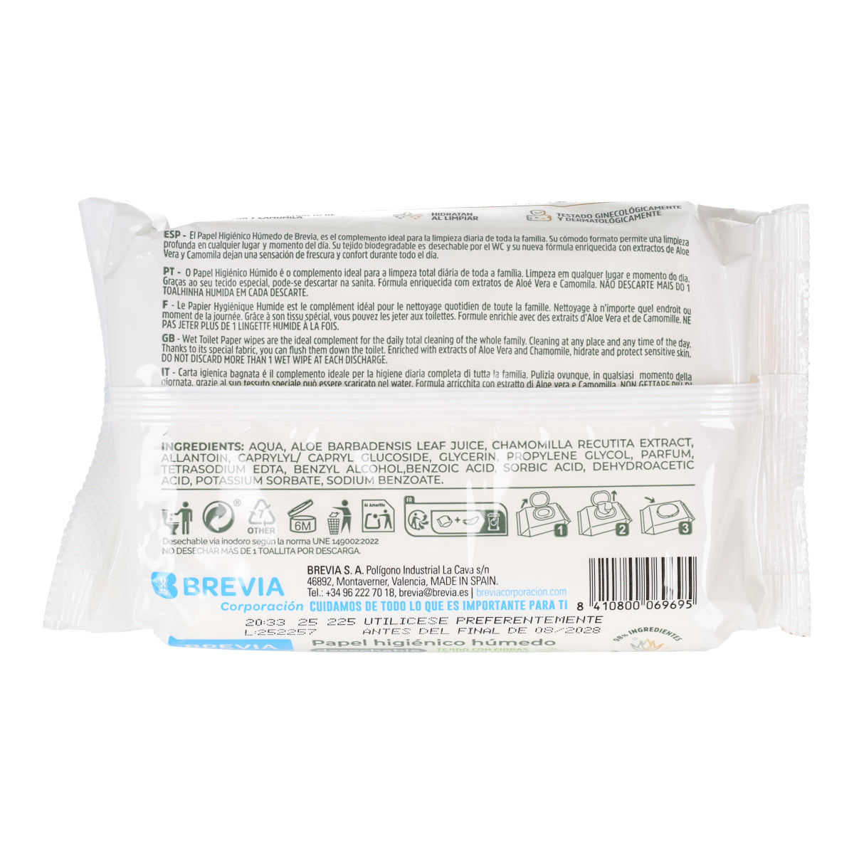 Papel Higiénico Húmedo Familiar Brevia 60 uds