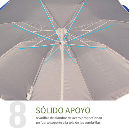 Outsunny Sombrilla De Playa Grande Ø160 Cm Protección Uv Impermeable Azul_5
