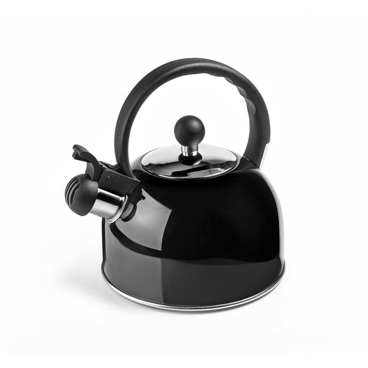 Cafetera silbante negra de acero inoxidable Ibili