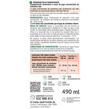 Arándano rojo concentrado Santiveri 490 ml