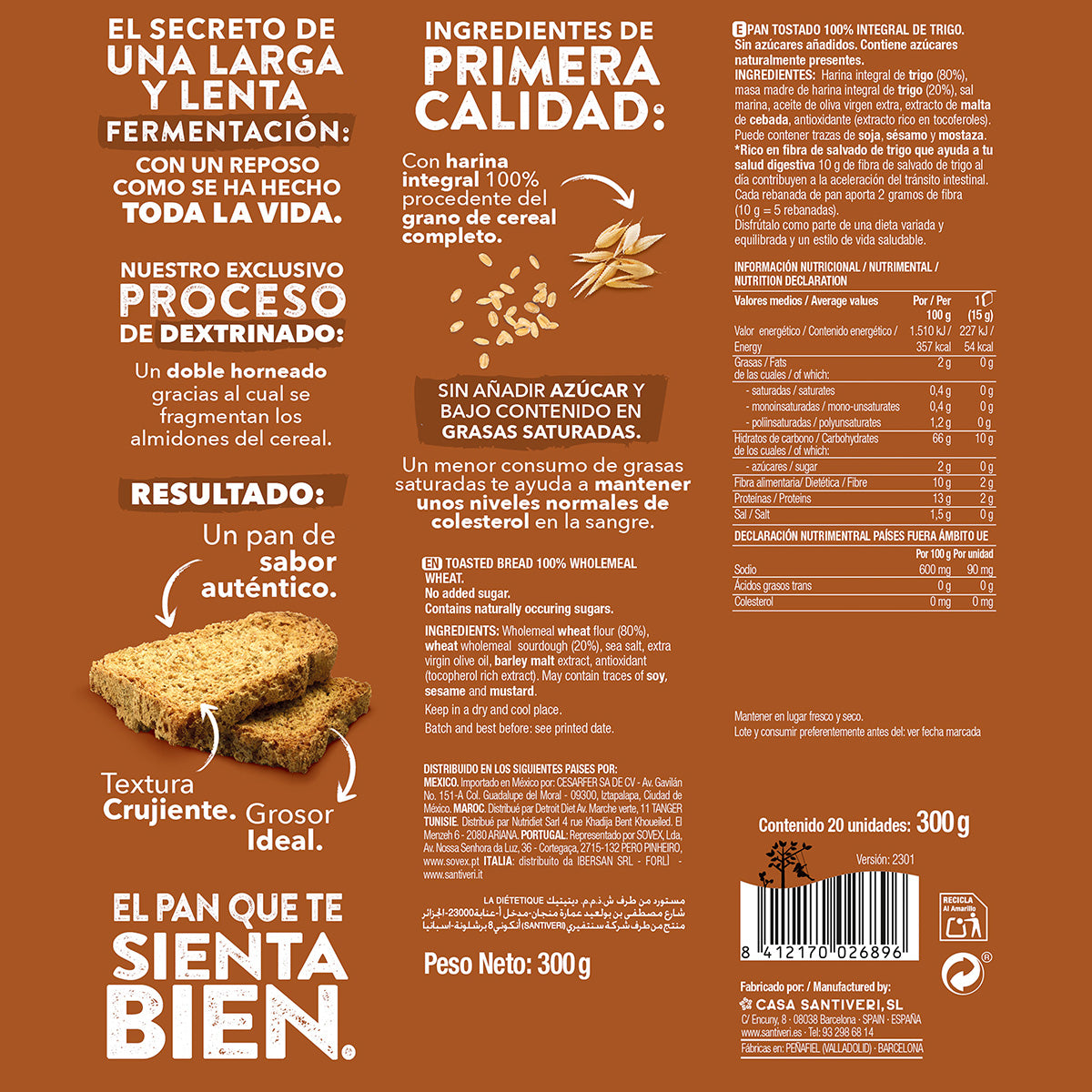 Pack 2x Pan Dextrin tradicional Santiveri 300 g
