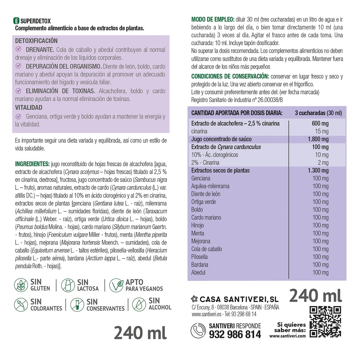 Superdetox Jarabe Santiveri 240 ml