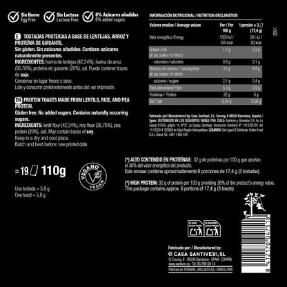 Tostadas proteicas 25 gramos de Proteína Santiveri 110 gr