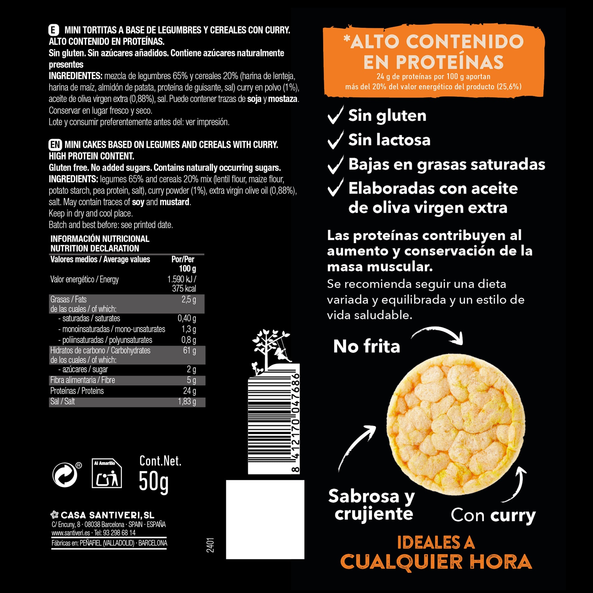 Mini tortitas  protein curry SANTIVERI 50g