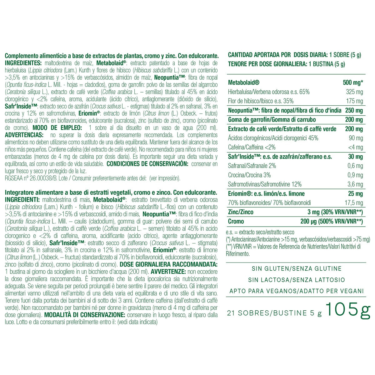 Metabolic-1 sobres Santiveri, 21 sobres