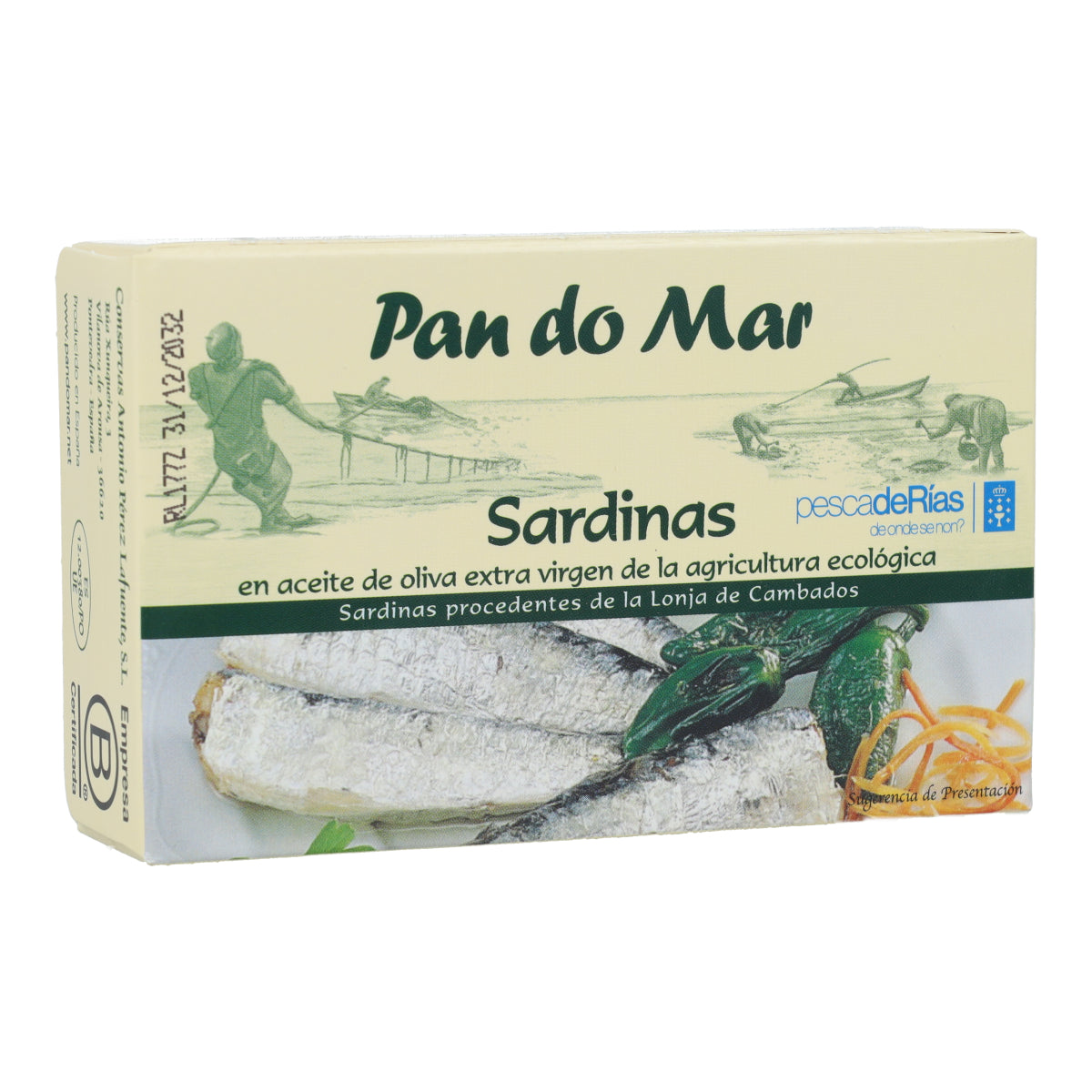 Sardinas en aceite de oliva ecológico en Lata Pan do Mar 120g