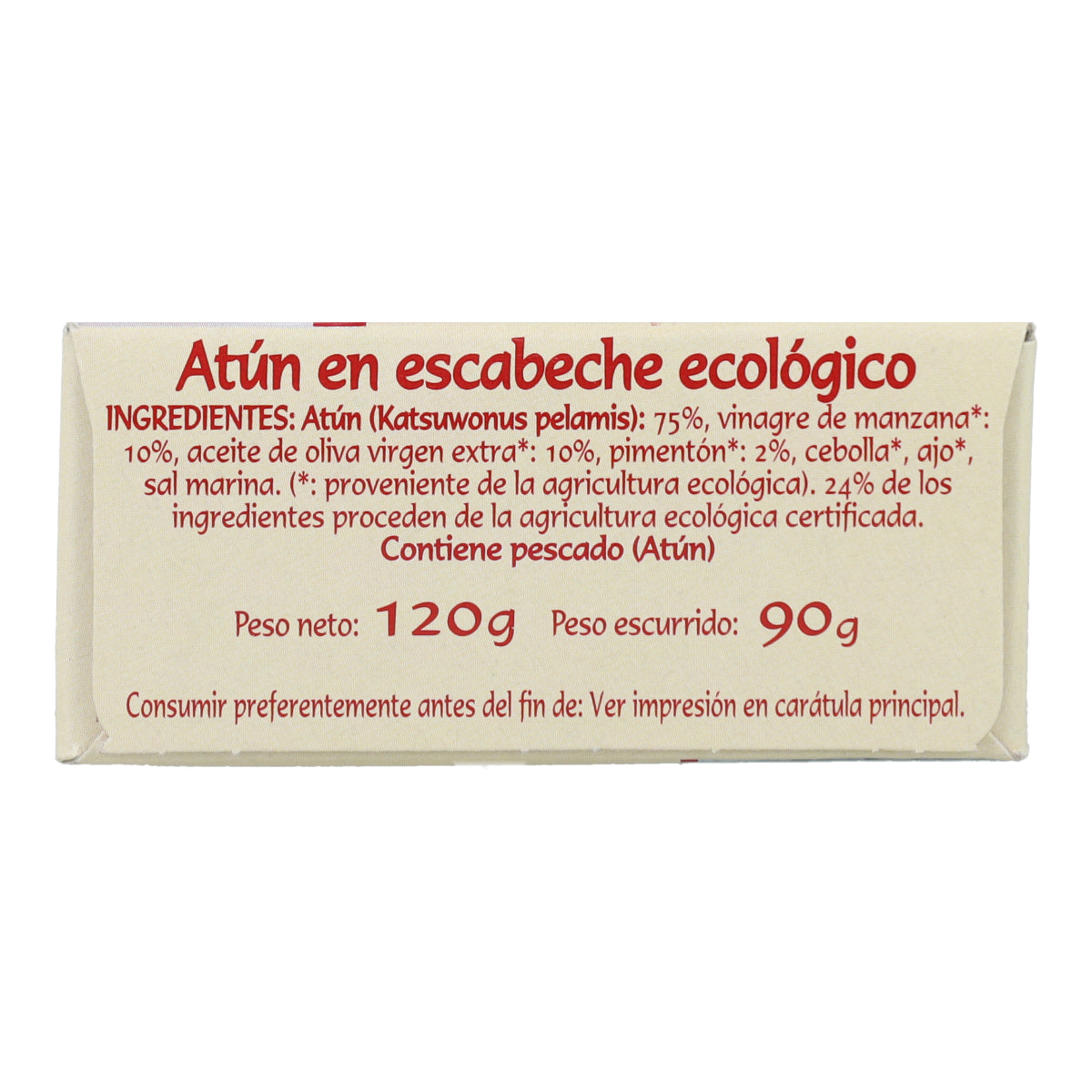 Atún en escabeche ecológico en Lata Pan do Mar 120g