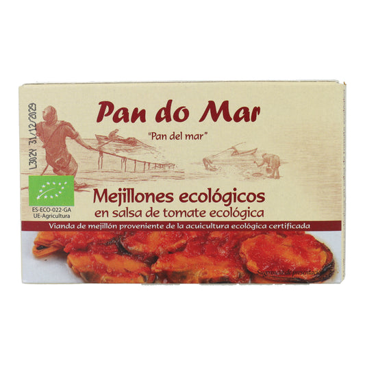 Mejillones ecológicos en salsa de tomate ecológica en Lata Pan do Mar 115g