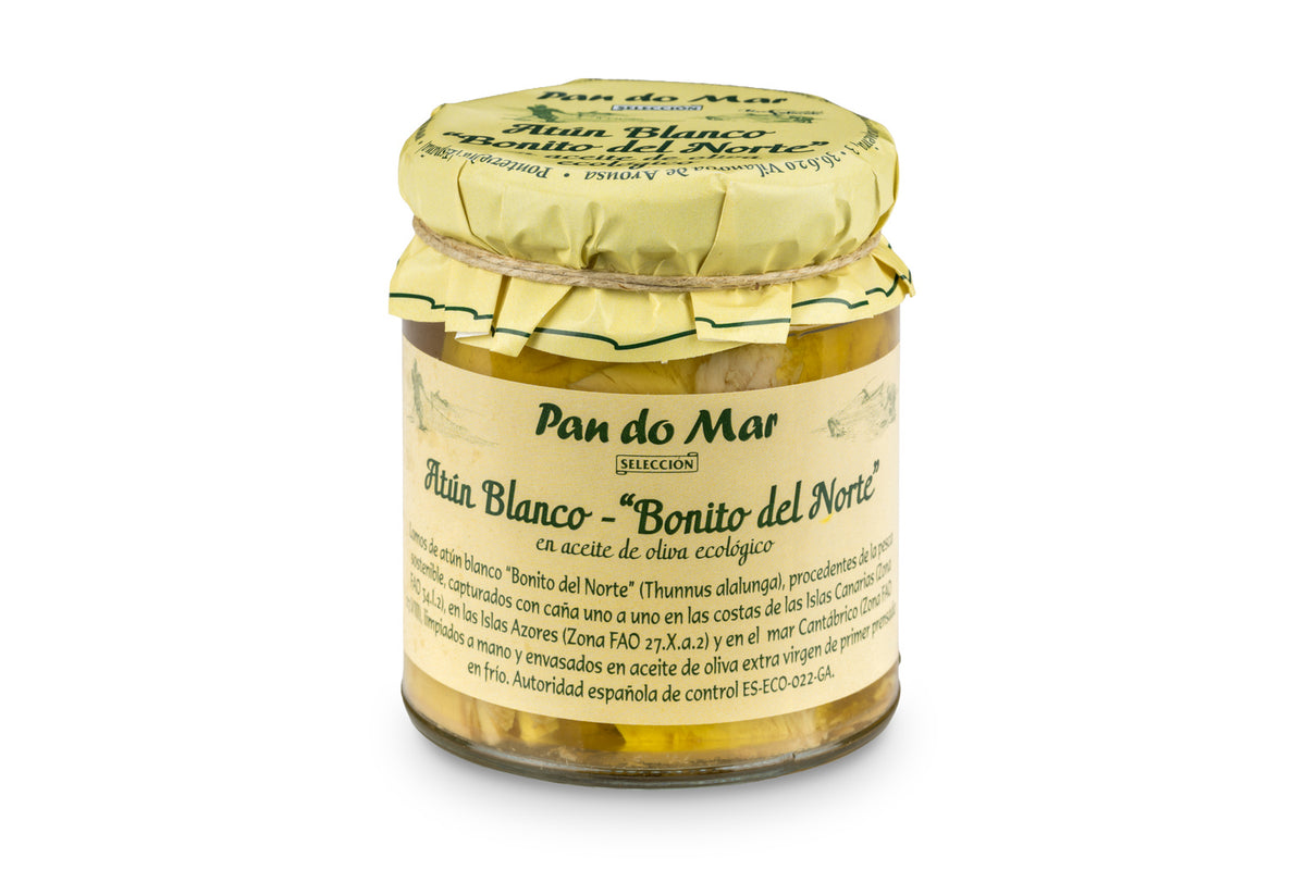 Lomos de Bonito del Norte en aceite de oliva ecológico en Vidrio Pan do Mar 220g