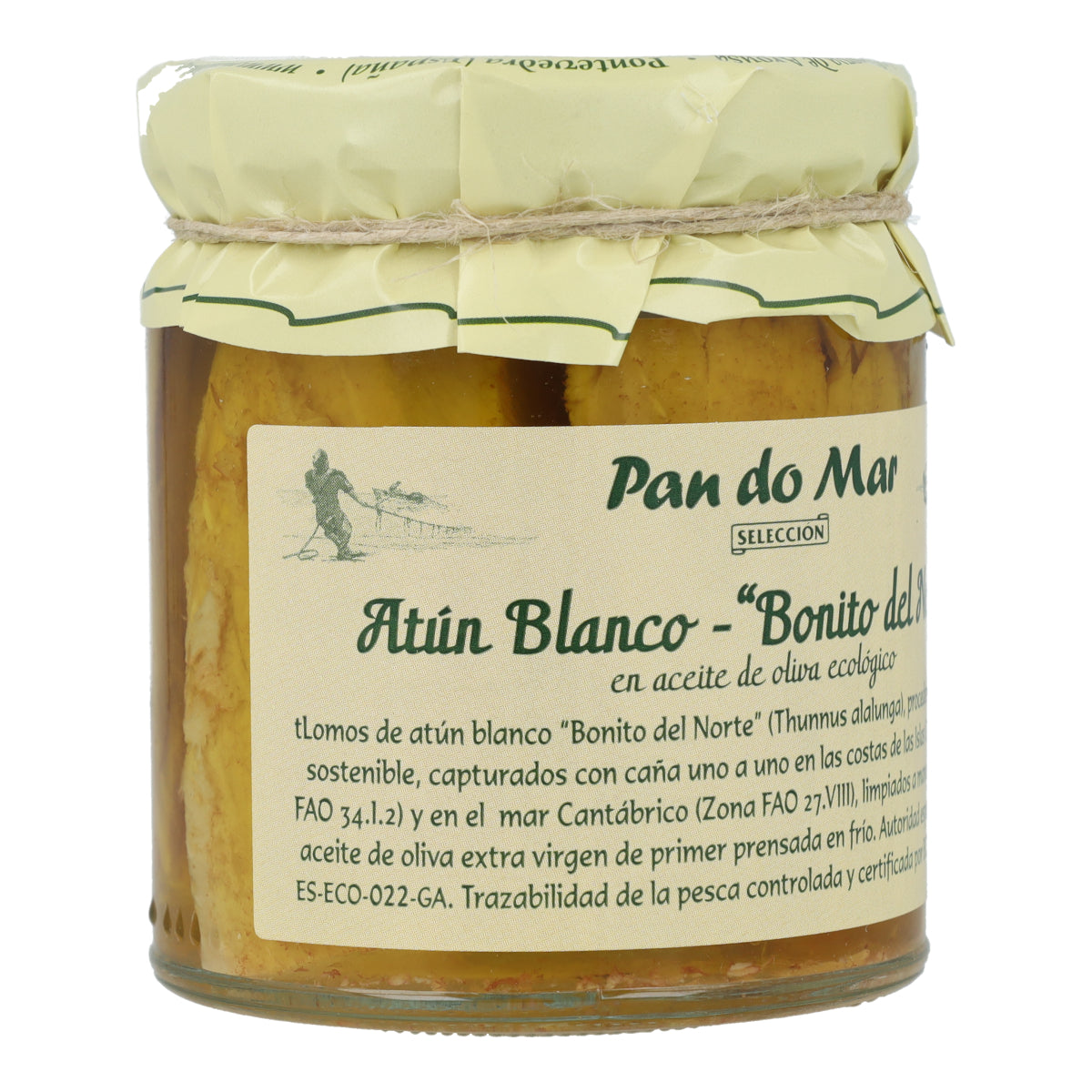 Lomos de Bonito del Norte en aceite de oliva ecológico en Vidrio Pan do Mar 220g
