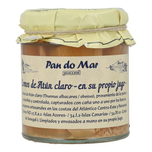 Lomos de Atún Claro en su propio jugo en Vidrio Pan do Mar 220g