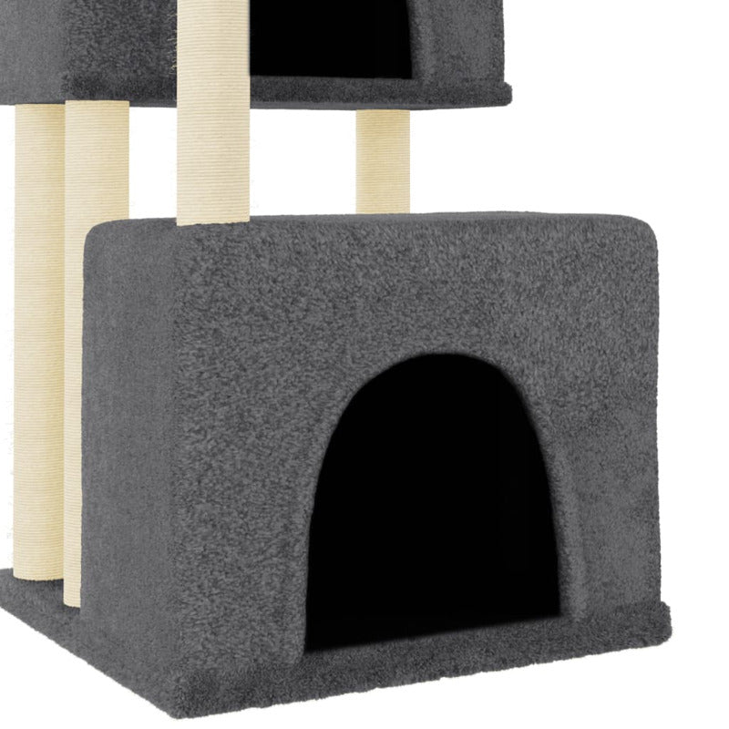 Vidaxl Rascador Para Gatos Con Postes De Sisal Gris Oscuro 122 Cm_5