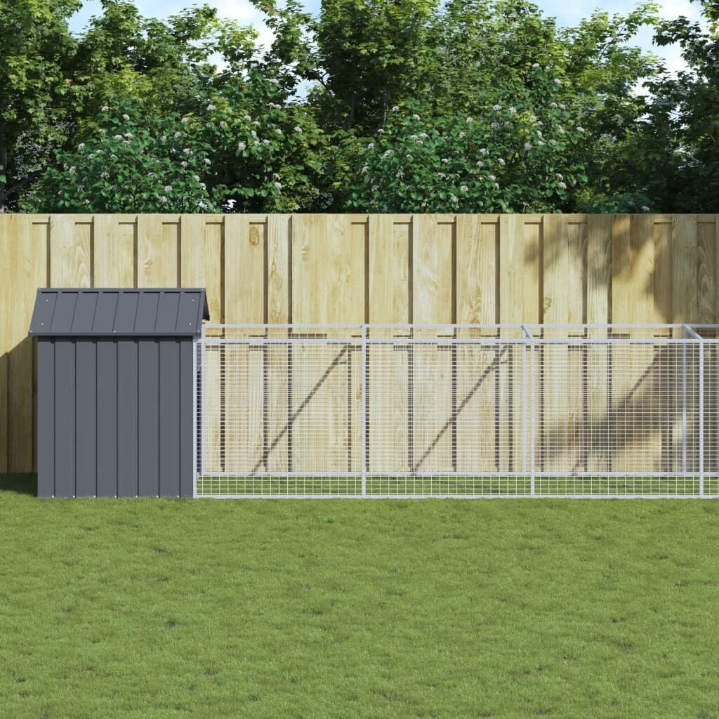 Vidaxl Caseta Perros Con Tejado Acero Galvanizado Gris 117x609x123 Cm_1