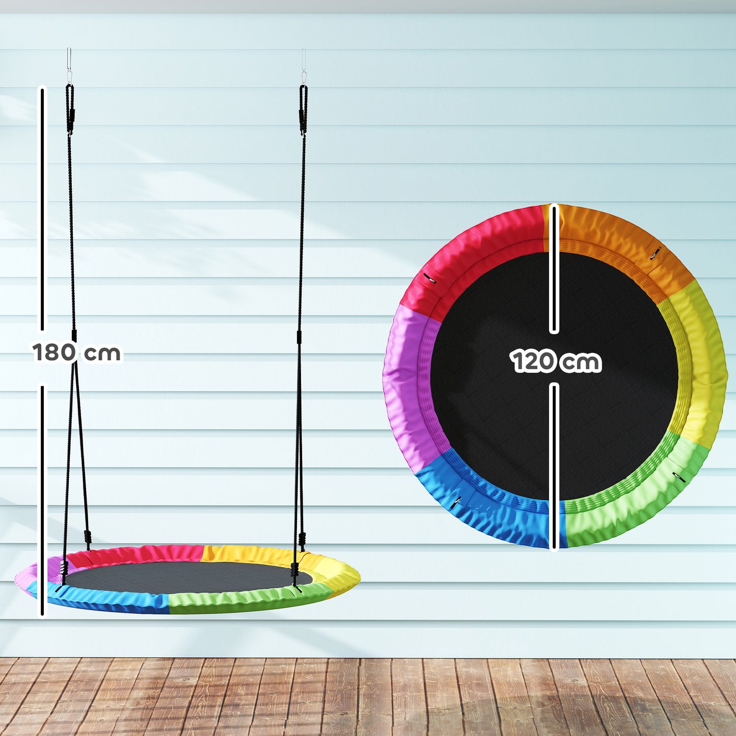 Aiyaplay Columpio Nido Infantil Ø120 Cm Altura Ajustable Carga 300 Kg Multicolor_2