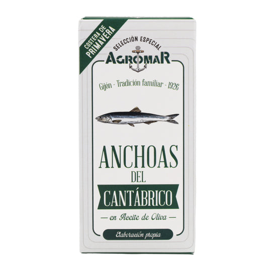 Anchoa del Catábrico en Aceite de Oliva en lata AGROMAR 9-10 filetes (30 g peso escurrido)