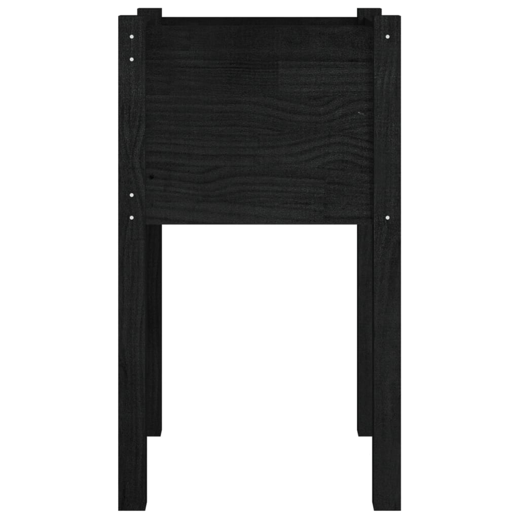Jardineras 2 Unidades Madera Maciza De Pino Negro 40x40x70 Cm_4