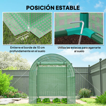 Outsunny Invernadero De Jardín 180x180x200 Cm Puerta Enrollable Ventana De Malla_4