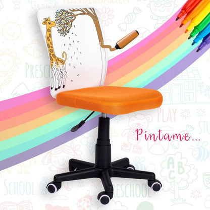 Silla De Estudio Infantil Píntame Malla, Naranja, 38,5cm X 77a85 X 39,6_1