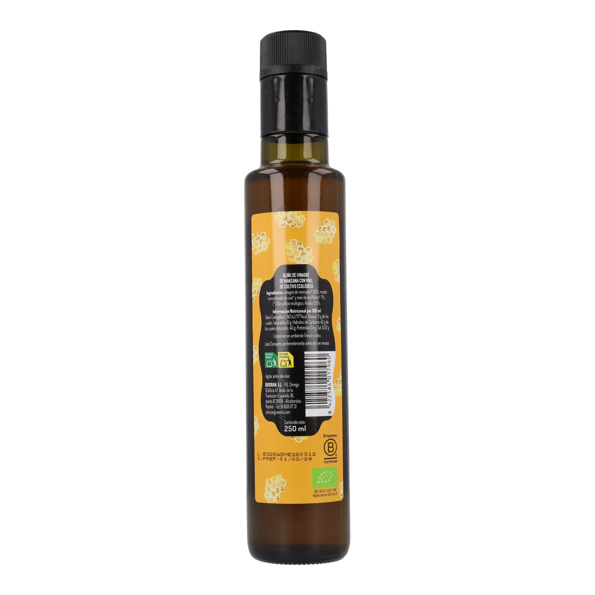 Aliño De Vinagre De Manzana A La Miel Bio 250 ml