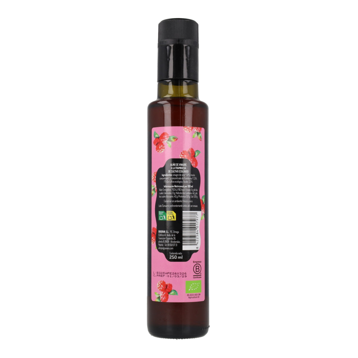Aliño De Vinagre A La Frambuesa Bio 250 ml