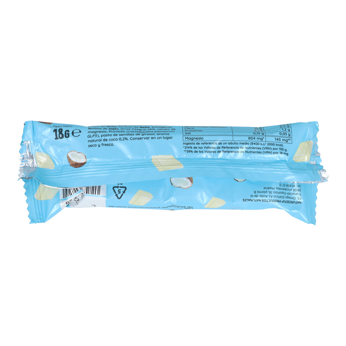 Barrita arroz chocolate blanco coco sin gluten Naturcesta  18 g
