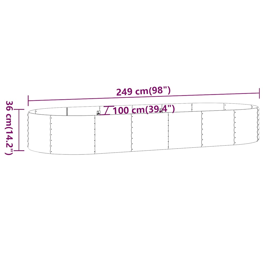 Jardinera Arriate Acero Galvanizado Antracita 249x100x36cm_5