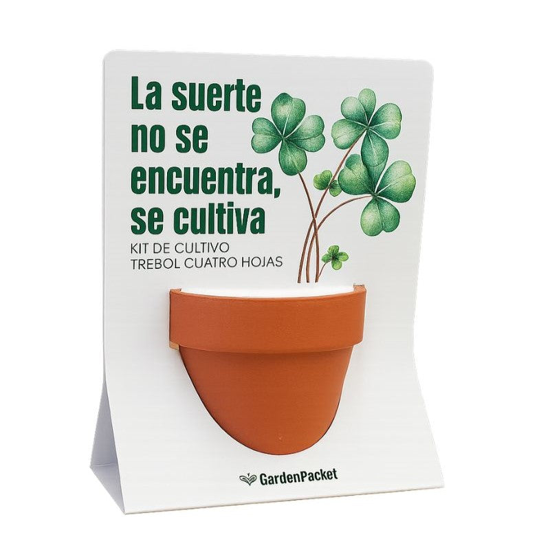 Terracota mensaje trébol cuatro hojas Garden Pocket